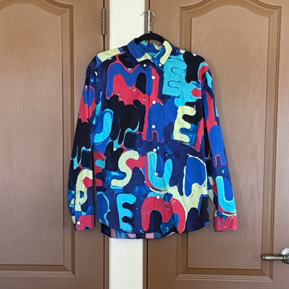 Supreme Colorful Graphic Long Sleeve Button Down Shirt